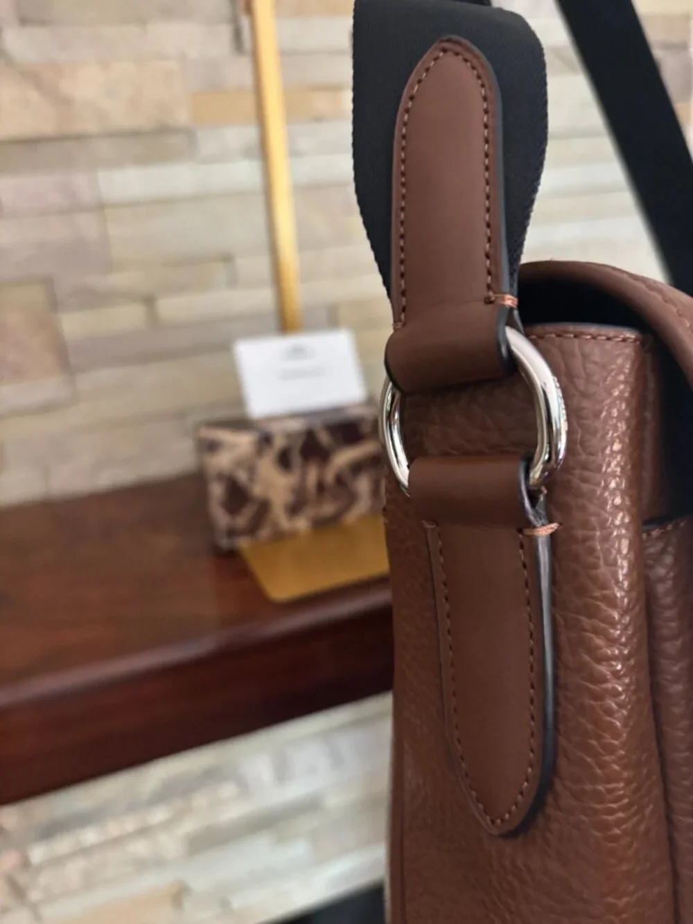 COACH Henry Messenger Bag Pebble Leather Dark Saddle Brown Laptop Crossbody Mint